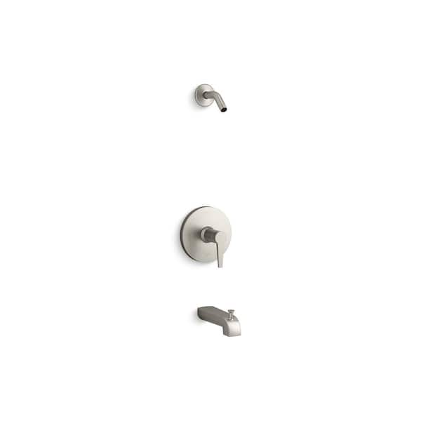 KOHLER Pitch 1-Handle Tub and Shower Trim Less Showerhead in Vibrant Brushed Nickel (Valve Not Included)