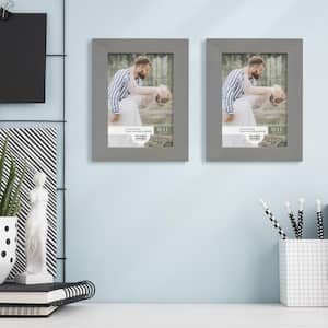 Grooved 3.5 in. x 5 in. Grey Picture Frame (Set of 2)
