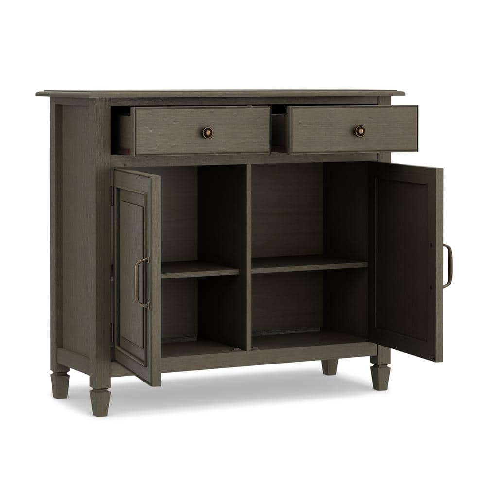 Farmhouse Grey Solid Wood Entryway Storage Cabinet with Adjustable Shelving