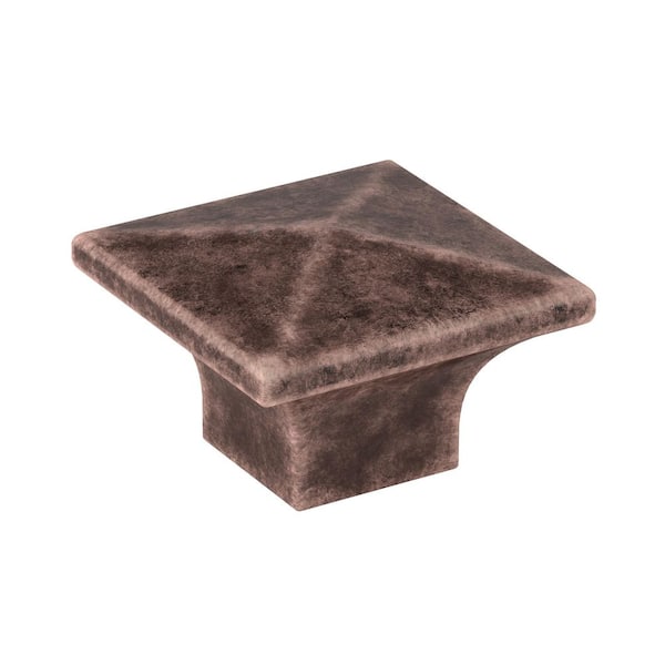 McKenzie Collection 1-1/4 in. (32 mm) Modern Antique Copper Square Cabinet Knob