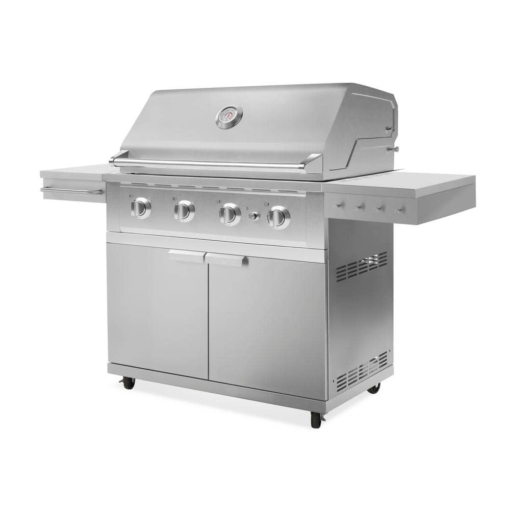 Outdoor Kitchen Built-In 4-Burner Stainless Steel Grill Cart with Propane Gas Performance Grill, 40 in.