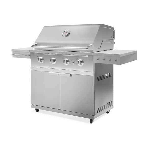 Outdoor Kitchen 40 in. Propane Gas 3-Burner Stainless Steel Grill Cart with Performance Grill