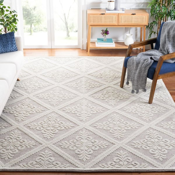 Vermont 9 ft. x 12 ft. Ivory/Red Diamond Ornate Area Rug