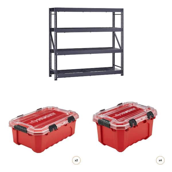 77 in. 4-Shelf Metal Shelving Unit, 12-Gal. Container (2-Unit) and 5-Gal. Container (4-Unit) Combo