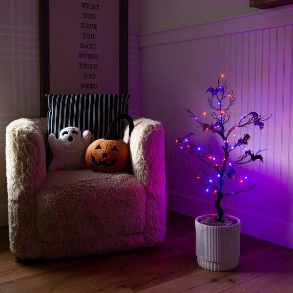 Nearly Natural 3ft. Pre-Lit Artificial Halloween Black Spooky Twig