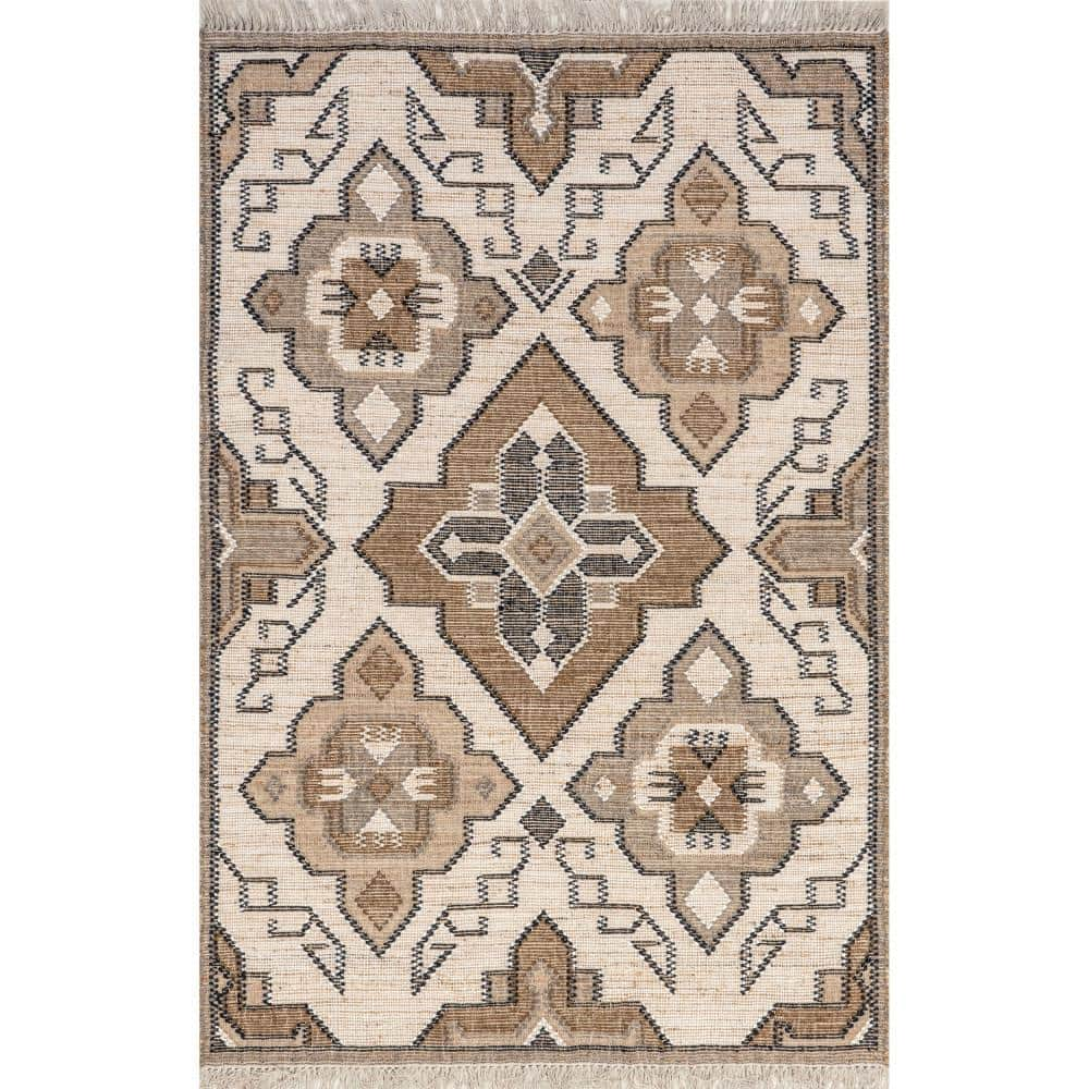 nuLOOM Oakleigh Southwestern Jute Fringe Ivory 5 ft. x 8 ft. Area Rug