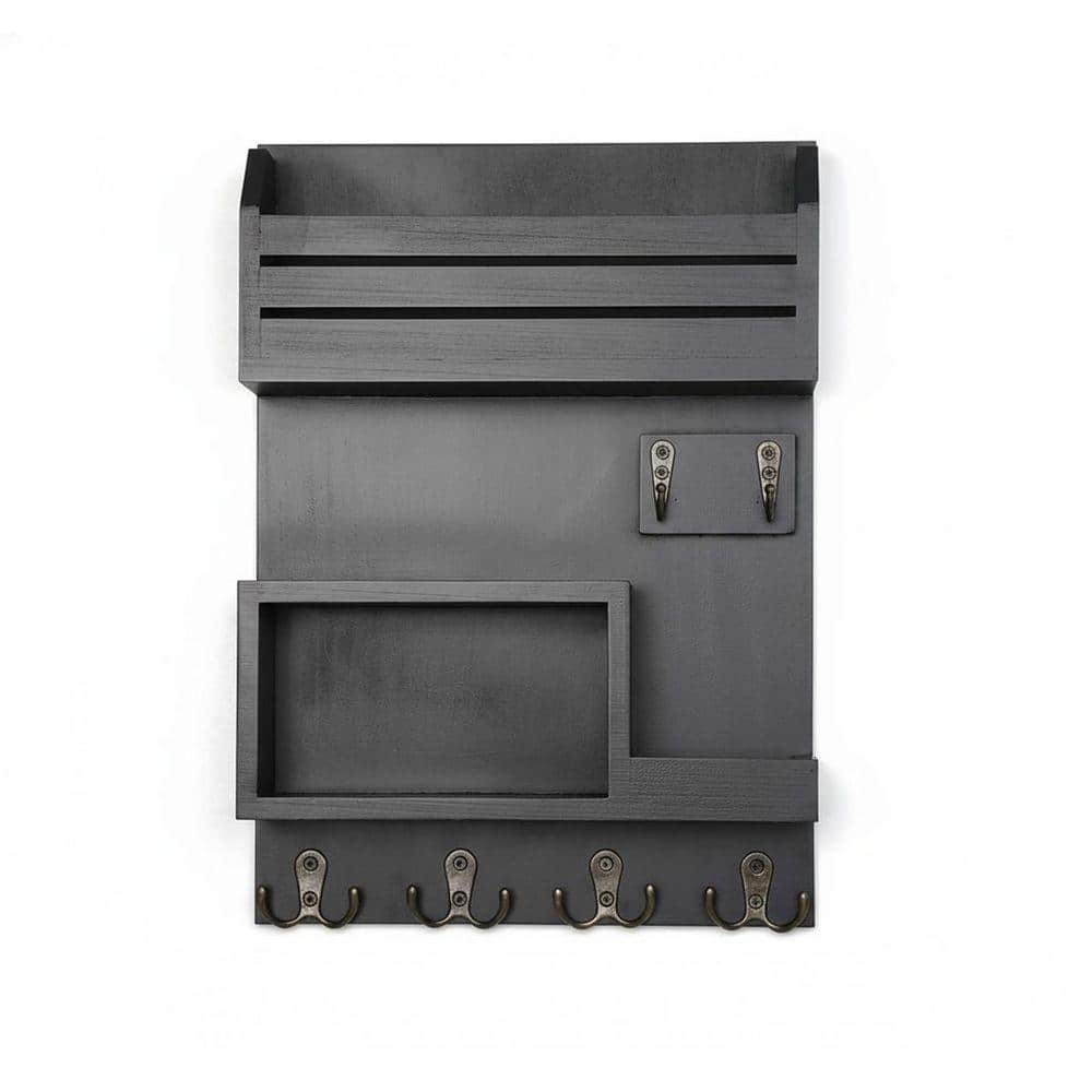13 in. W x 3.6 in. D Black Wood Decorative Wall Shelf Wall Mounted