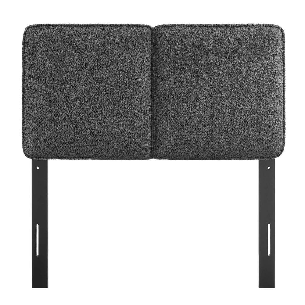 Slate Boucle Upholstered Twin Headboard with Wood Legs
