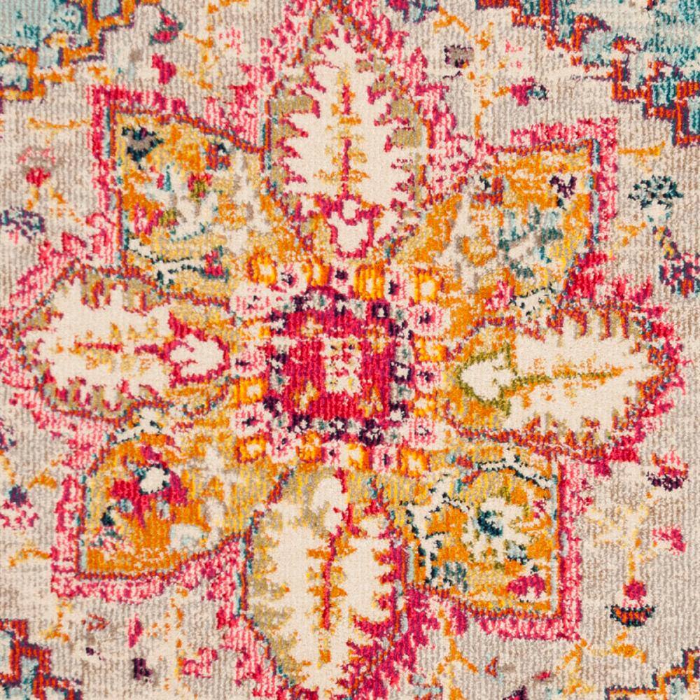 Turquoise and Beige Medallion Synthetic 4' x 6' Area Rug