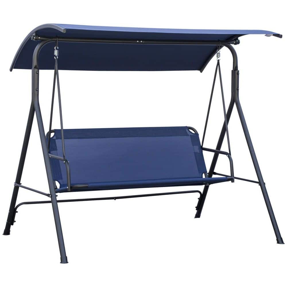 Outsunny Outdoor Patio Swing with Stand 67.75 in. Dark Blue Steel Frame with Adjustable Canopy for Garden, Patio price history on PriceWatchPro