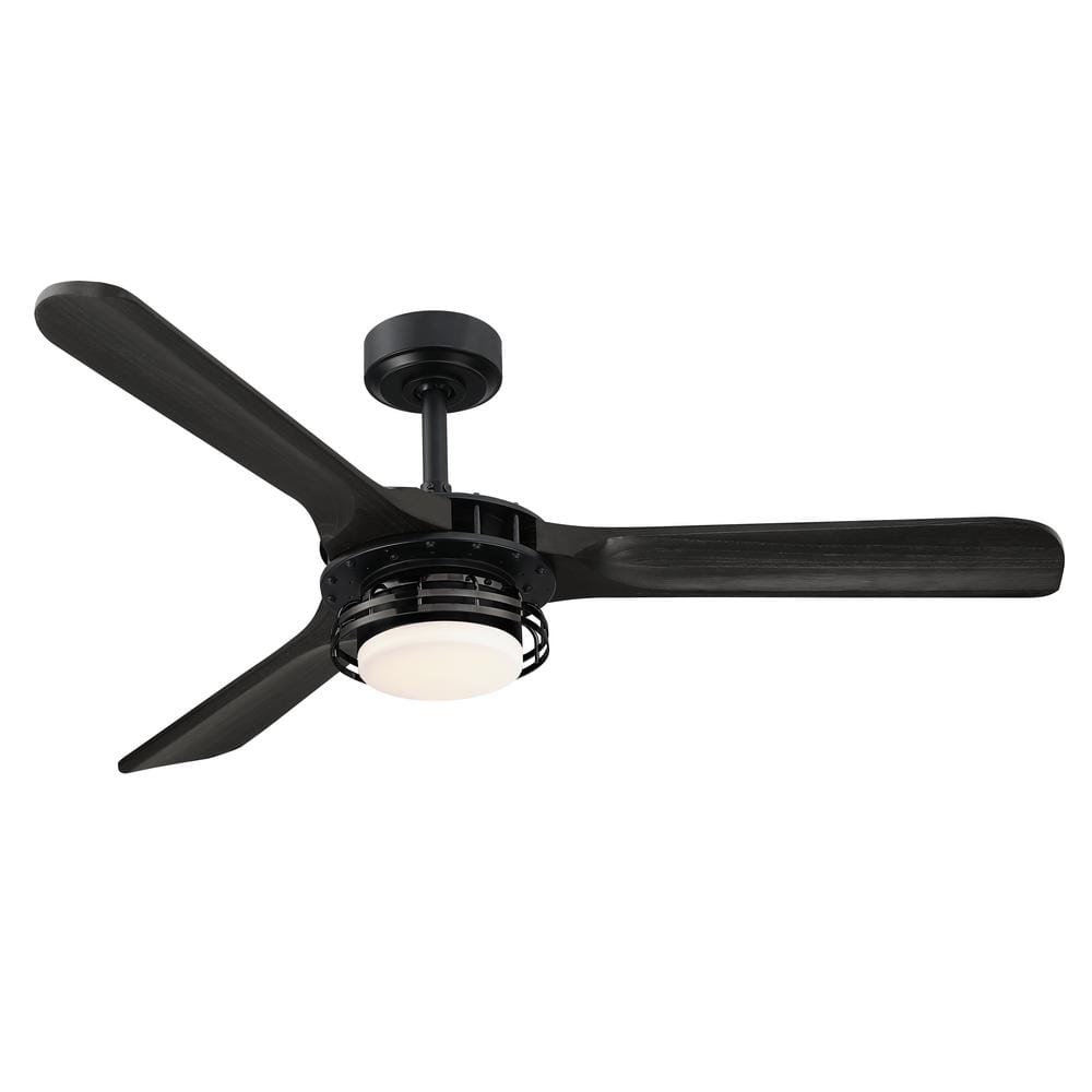 Aerofanture 52 in. Integrated LED Black Downrod Mount Ceiling Fan with Light and Remote Control -  Parrot Uncle, AT52-01-05B