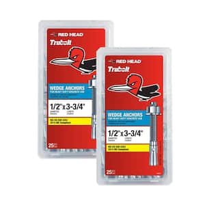 1/2 in. x 3-3/4 in. Zinc-Plated Steel Hex Nut-Head Concrete Wedge Anchors Combo Kit Includes 2 (25-Pack)