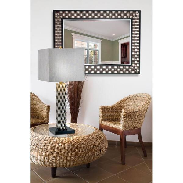 Unbranded Checker 38 in. x 28 in. Wood Framed Mirror