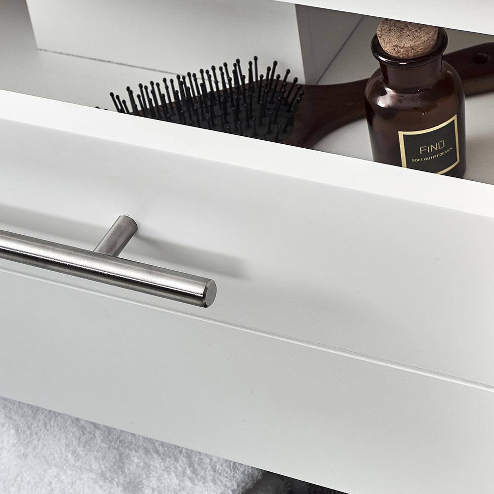 Sleek 24" White Quartz Top Modern Wall-Mounted Vanity with Ceramic Sink
