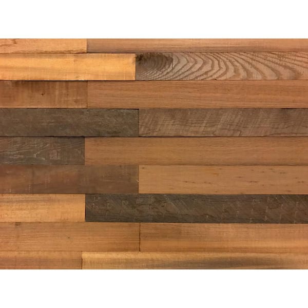Easy Planking 1/4 in. x 3 in. x 2 ft. Brown Reclaimed Smart Paneling 3D Barn Wood Wall Plank (Design 1) (20-Case)