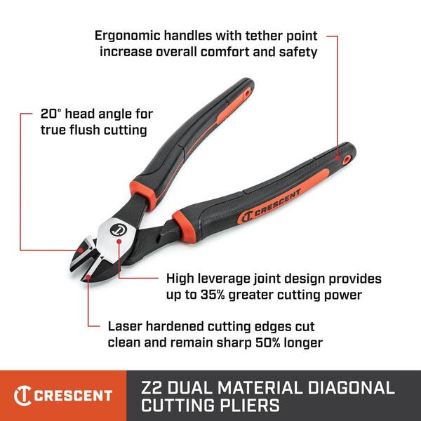 Crescent 8 in. Z2 High Leverage Diagonal Cutting Pliers with Dual Material Grips