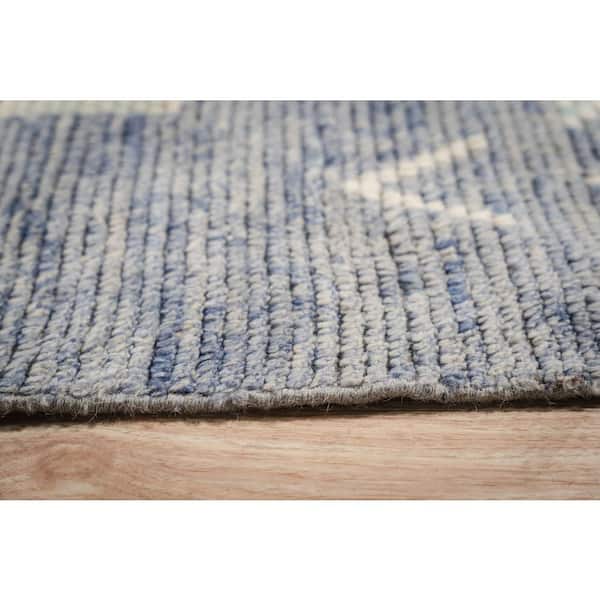 Blue Hand-Knotted Wool Contemporary Shapes Marrakech Handspun, Elegant and Stylish Rug for 8 ft. x 10 ft. Area Rug