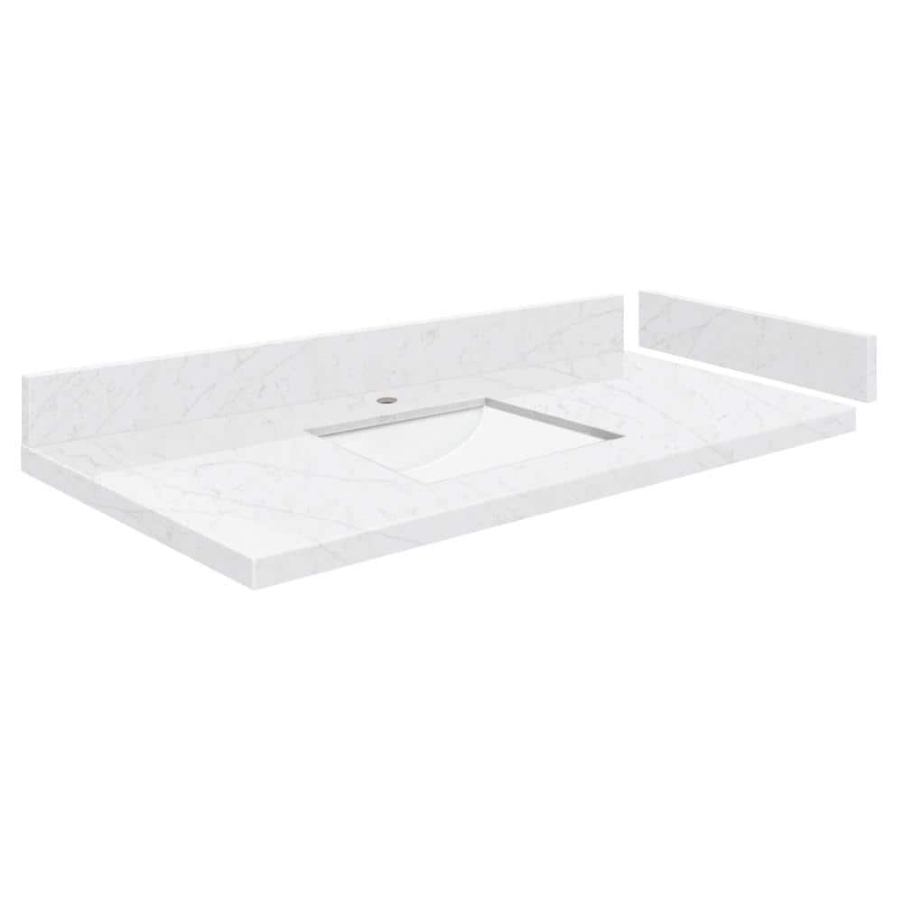 Silestone 37 in. W x 22.25 in. D Qt. White Rectangular Single Sink Vanity Top in Statuario -  Transolid, 608197344091