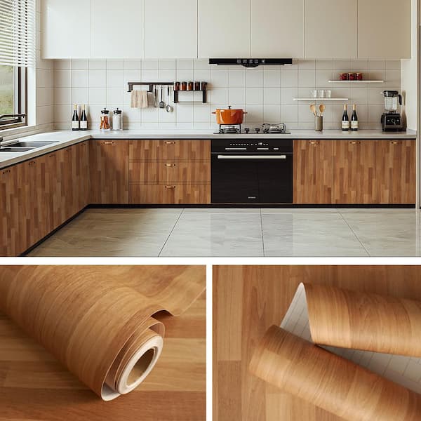 Natural Wood Grain Vinyl Peel & Stick Wallpaper Roll Self Adhesive wooden textured Contact Paper (cover 30.78 sq. ft. )