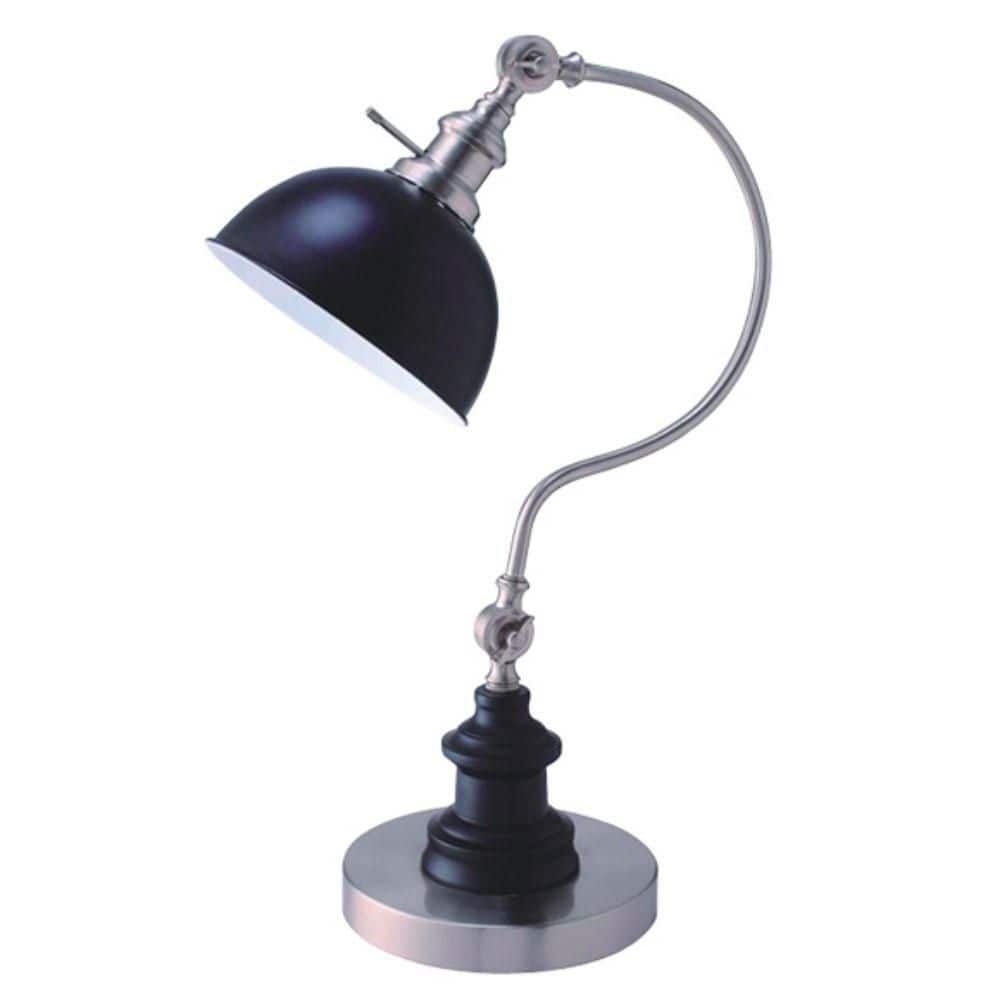 22 in. Black Adjustable Satin Nickel Desk Lamp with Metal Shade, Elegant Curved Nightstand Lamps for Home and Office price history on PriceWatchPro