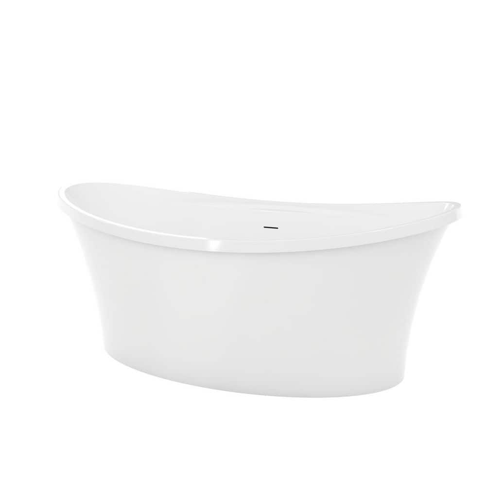 Continuum 66 in. L x 36 in. W Acrylic Double Slipper Freestanding Soaking Bathtub with Center Drain in Matte Black price history on PriceWatchPro