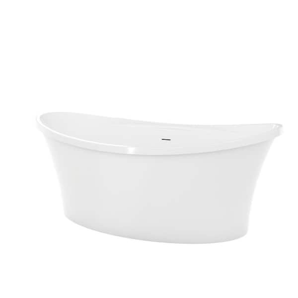 Continuum 66 in. L x 36 in. W Acrylic Double Slipper Freestanding Soaking Bathtub with Center Drain in Matte Black
