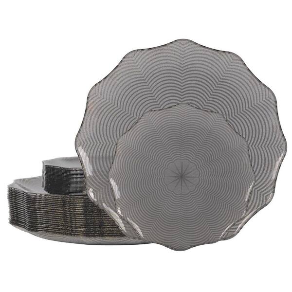 60-Pack Halloween Spider Web Black Plastic Disposable Plates Set with Gold Glitter, 30 Dinner and 30