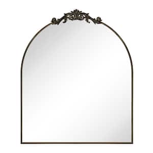 LUNA 30 in. W x 34 in. H Arched Stainless Steel Framed Orante Wall Mounted Bathroom Vanity Mirror in Oil Rubbed Bronze