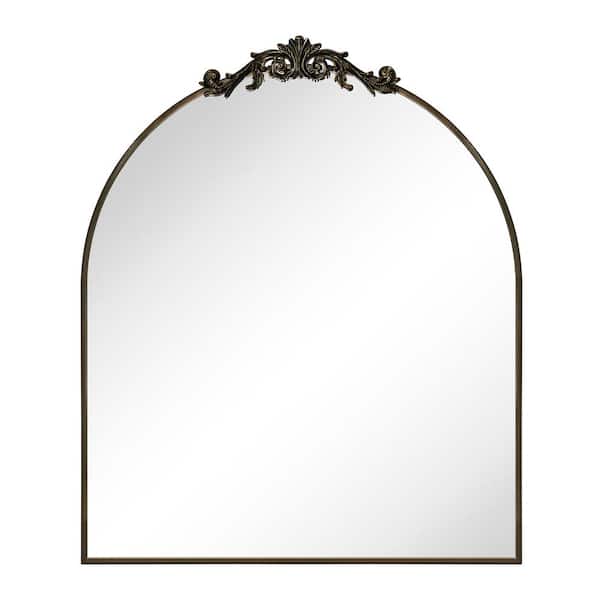 TEHOME LUNA 30 in. W x 34 in. H Arched Stainless Steel Framed Orante Wall Mounted Bathroom Vanity Mirror in Oil Rubbed Bronze