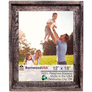 Rustic Farmhouse Signature Series 12 in. x 18 in. Smoky Black Reclaimed Picture Frame