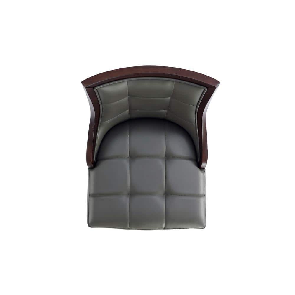 Set of 3 Pebble Grey Faux Leather Walnut Counter Stools