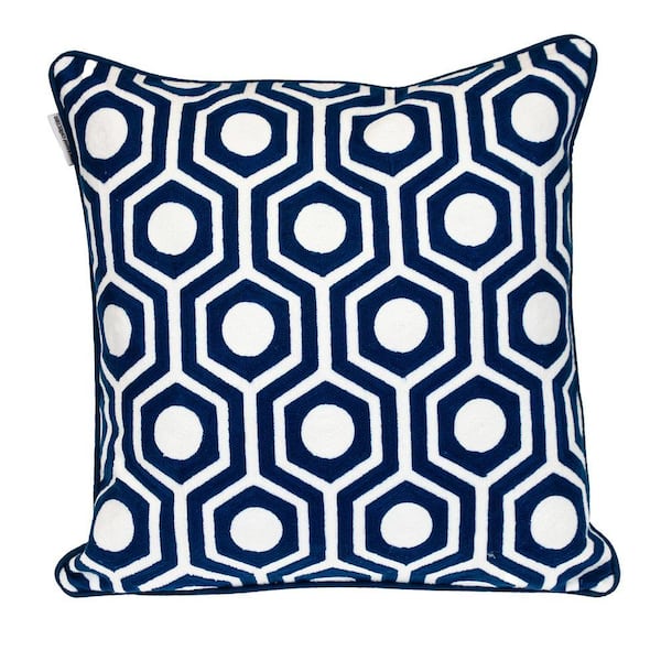 20 X 20 Transitional Geometric Blue Square 20 in. x 20 in. Pillow