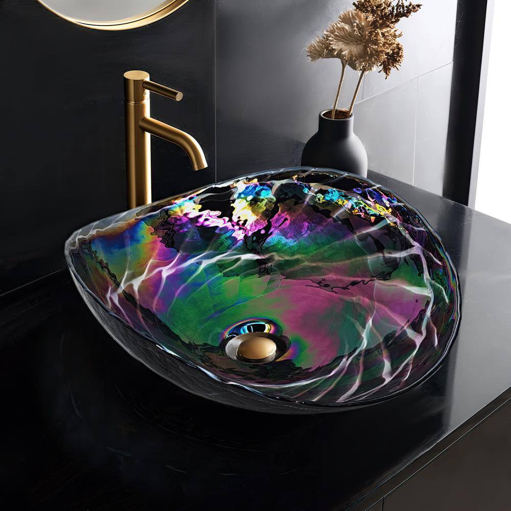 Murano 19 in. Vessel Bathroom Sink in Cosmic Black Glass price history on PriceWatchPro