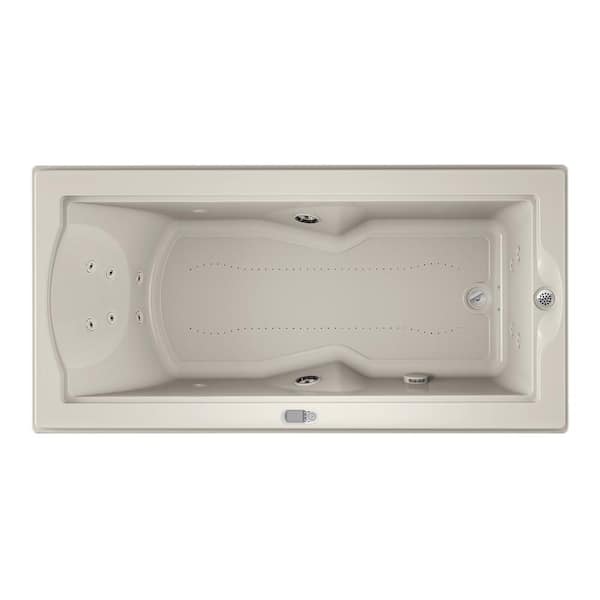 JACUZZI FUZION SALON SPA 70.7 in. x 35.4 in. Rectangular Combination Bathtub with Right Drain in Oyster