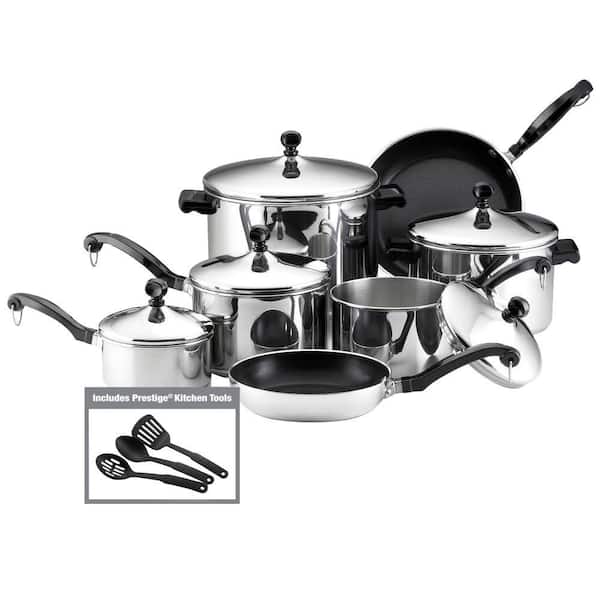 Photo 1 of Farberware Classic Series 15 Piece Cookware Set in Stainless Steel, Silver