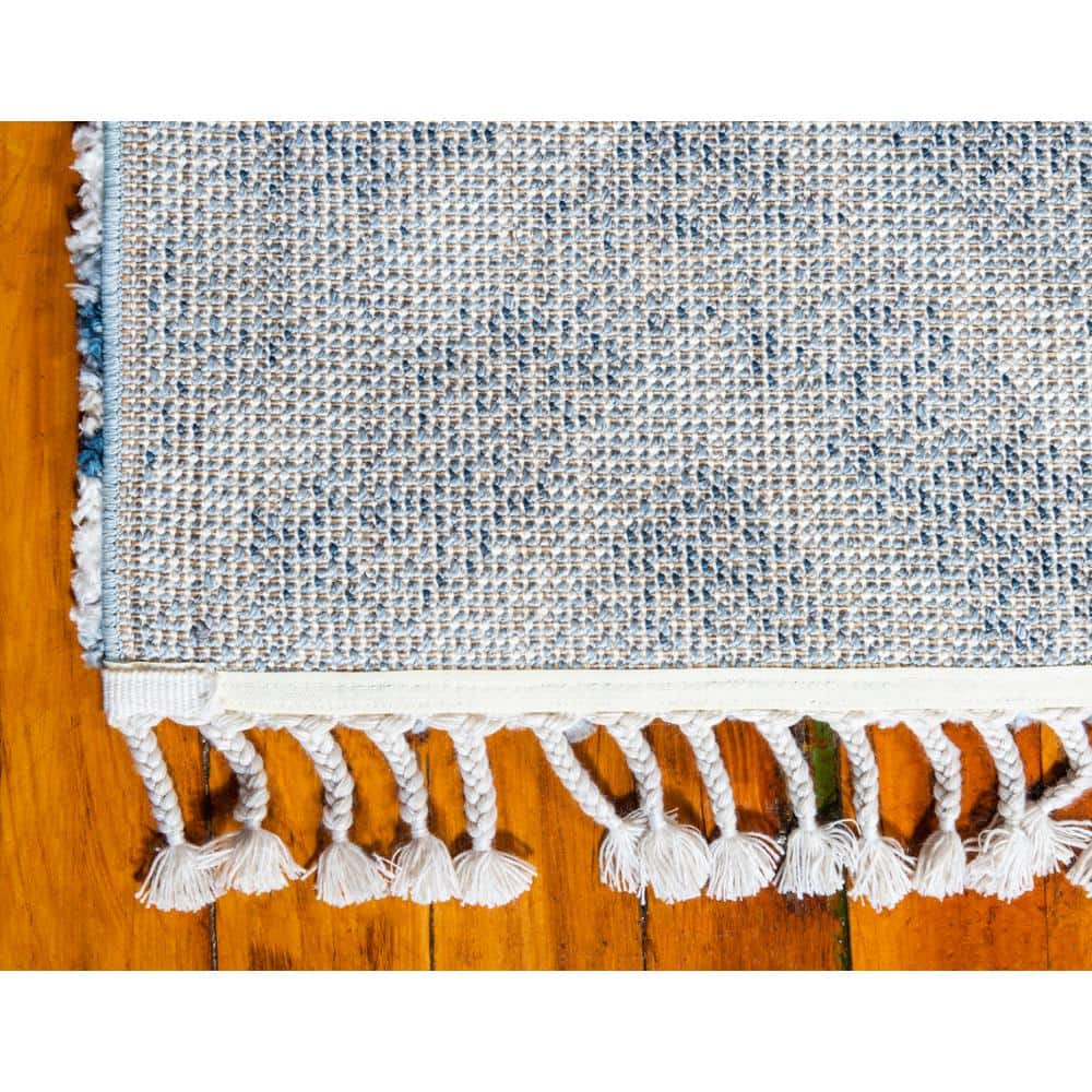 Handmade Athena Shag Geometric Blue 9' x 12' Easy-Care Area Rug