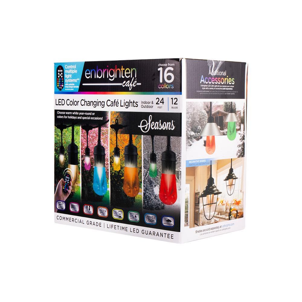 24ft Black Outdoor Color-Changing Acrylic LED String Lights