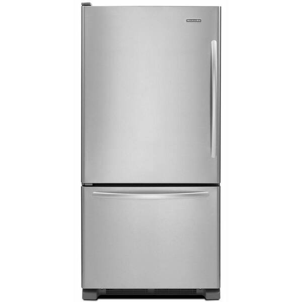 KitchenAid Architect Series II 33 in. W 22.1 cu. ft. Bottom Freezer Refrigerator in Monochromatic Stainless Steel