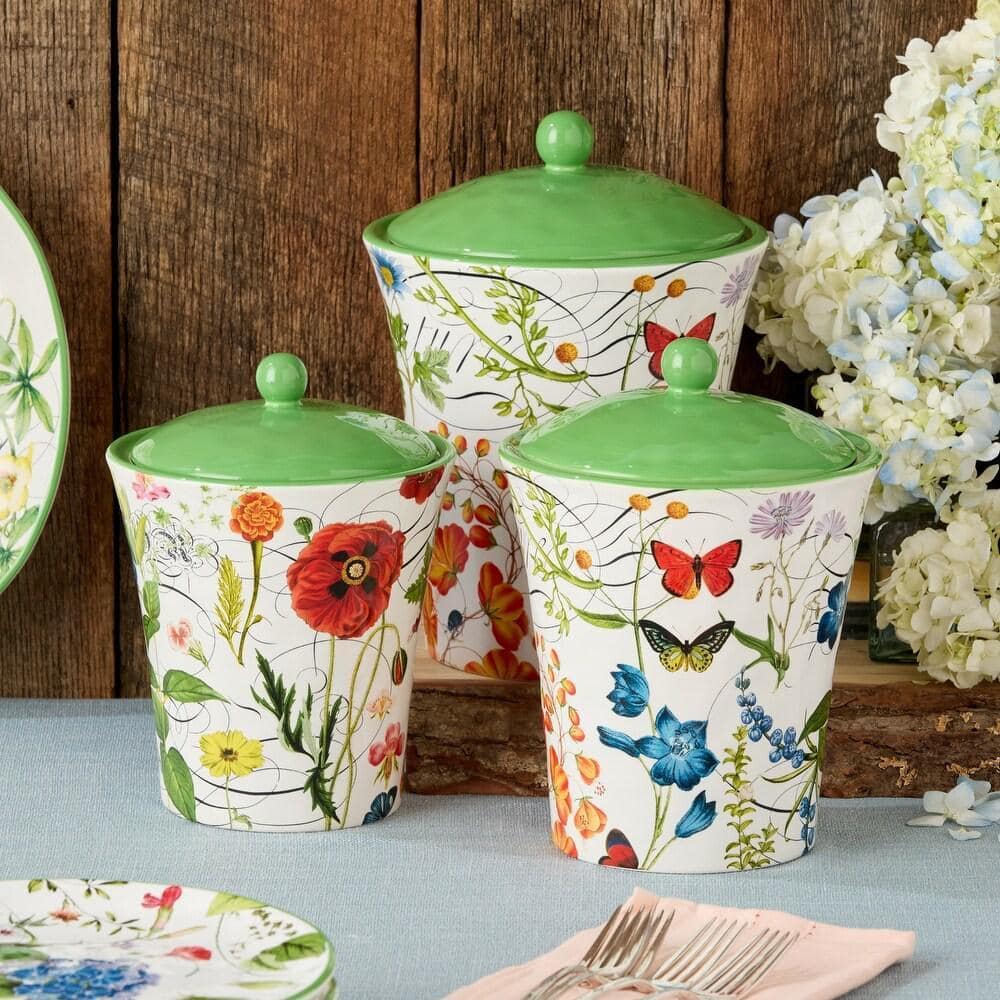 Certified International 3-Piece Ceramic Greenhouse Canister Set