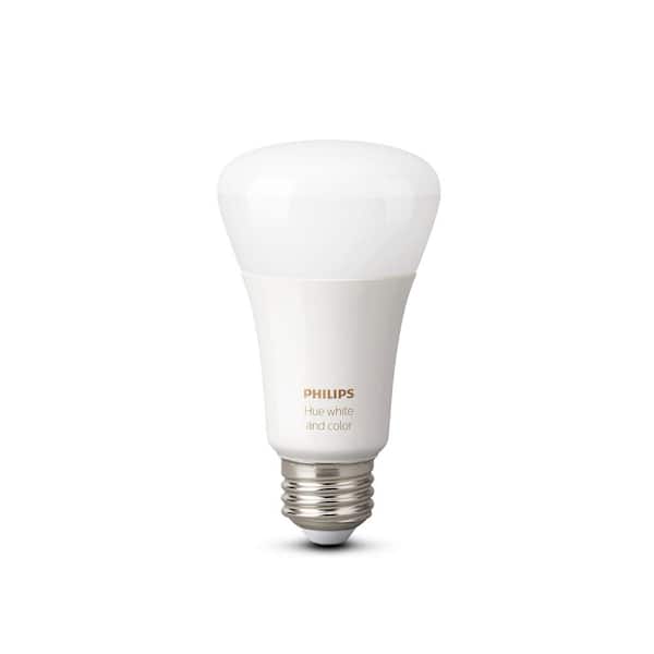 submarine On a daily basis Seraph Philips Hue White and Color Ambiance A19 LED 60W Equivalent Dimmable Smart  Wireless Light Bulb with Bluetooth 548487 - The Home Depot