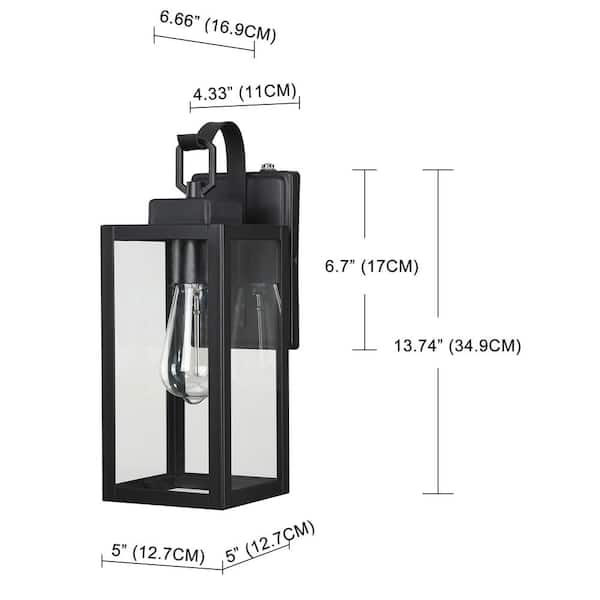 Uixe 1-Light Matte Black Outdoor Wall Lantern Sconce SSINL12151