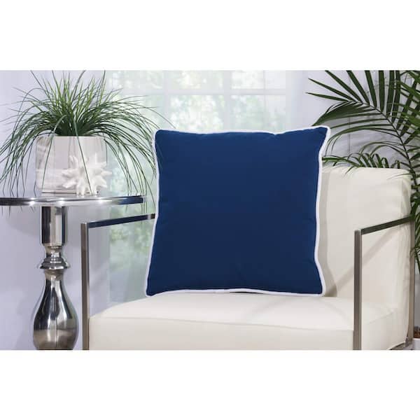 Mina Victory Corded Navy Solid Stain Resistant Polyester 20 in. x 20 in. Throw Pillow