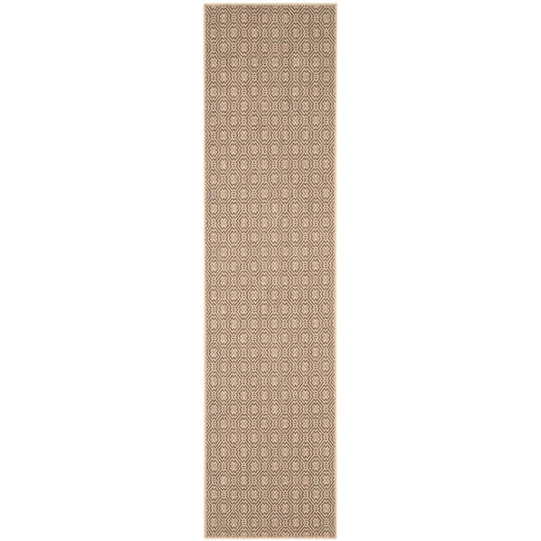 Palm Beach 2 ft. x 10 ft. Natural/Black Geometric Runner Rug