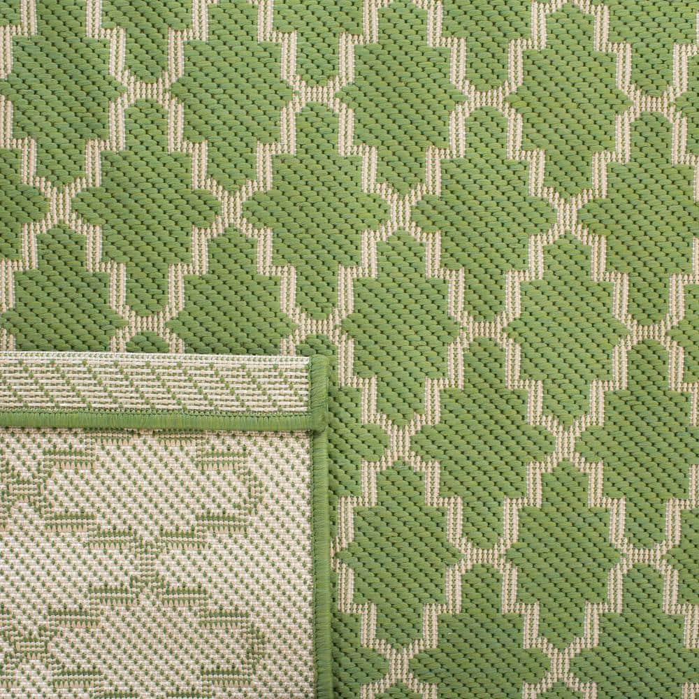 Courtyard Splashproof Green/Beige Trellis 2'7" x 5' Synthetic Area Rug