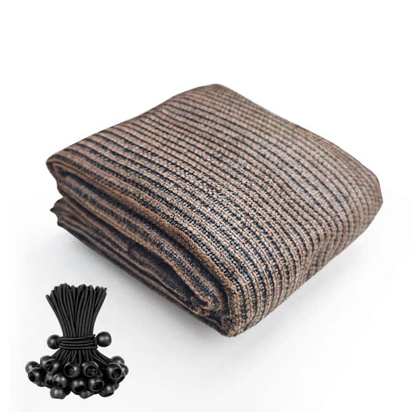 Agfabric 6 ft. x 16 ft. Fabric Sun Shade Cloth Taped Edge with Grommets Sun-Block Mesh Shade with 19 Bungee Balls, Mocha