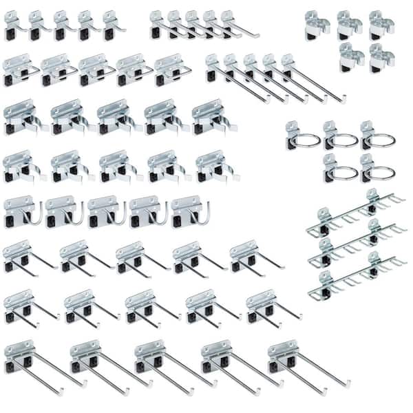 7 in. H x 10 in. W Zinc Plated Steel Pegboard Hook Assortment Kit for LocBoard (63-Piece)