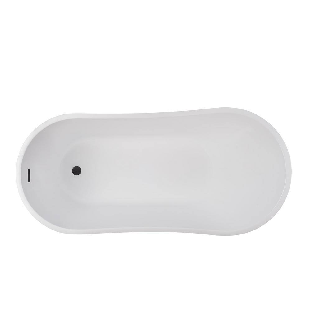 Amara 59" White Acrylic Freestanding Soaking Bathtub