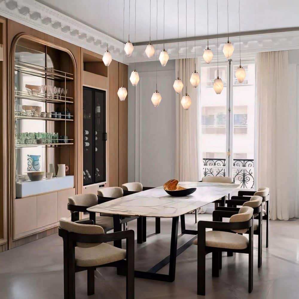 VEXA 14-Light Electroplated Brushed Brass Modern Chandeliers with Diamond-Shaped Glass Shades for Dining Island price history on PriceWatchPro
