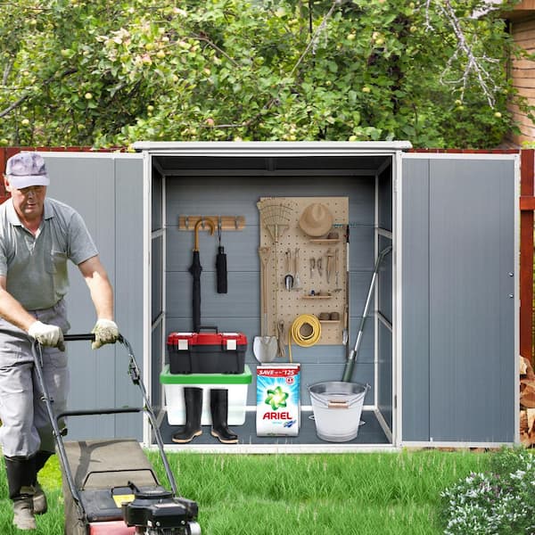 Gray 5 ft. W x 3 ft. D Plastic Outdoor Waterproof Storage Shed