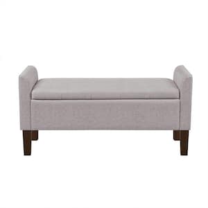 Blaire Light Grey Bedroom Bench with Flip-top Upholstered Storage